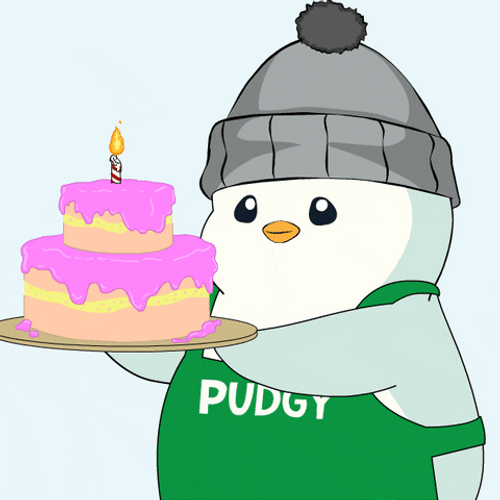 Pudgy Spill Cake Happy Birthday GIF
