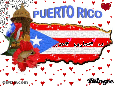 Puerto Rico Map Surrounded By Red Hearts GIF