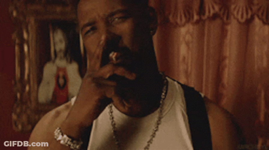 Puffing Smoke Denzel Washington GIF