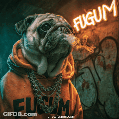 Pug In Fugum Hoodie Smoking Hookah GIF