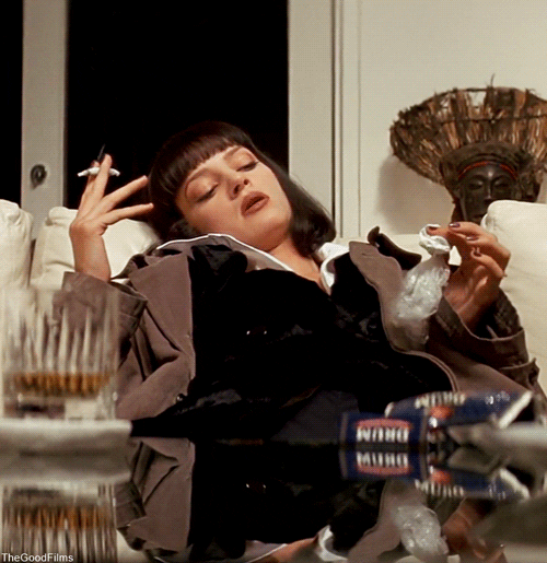 Pulp Fiction Uma Thurman Smoking GIF