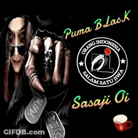 Puma Black Skeleton Poster Pointing GIF