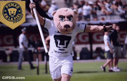 Pumas Mascot Holding Flag GIF