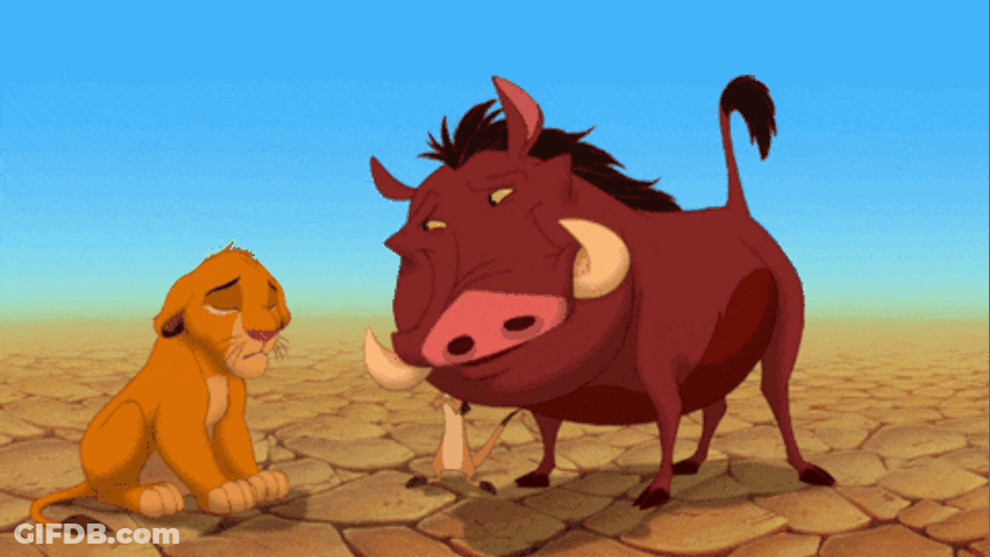 Pumbaba Telling A Story To Simba And Timon GIF
