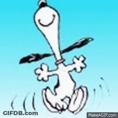 Pumped Up Dancing Snoopy Head Up GIF