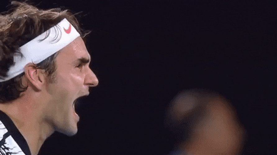Pumped Up Thrilled Roger Federer GIF