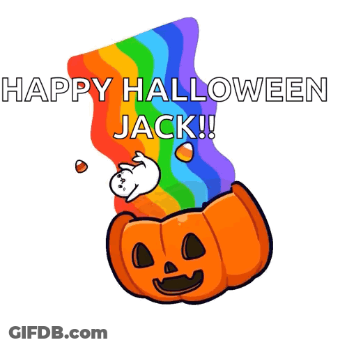 Pumpkin And Ghost Saying Happy Halloween Jack GIF