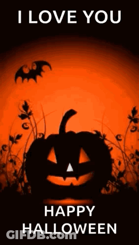 Pumpkin Bats I Love You Happy Halloween GIF