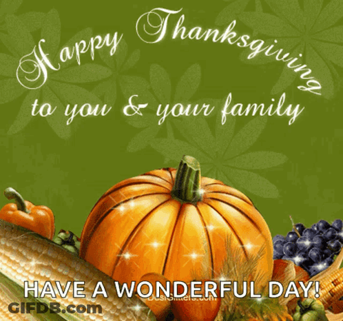 Pumpkin Saying Happy Thanksgiving To You And Your Family GIF