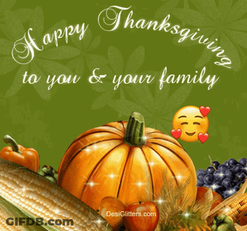 Pumpkin Saying Happy Thanksgiving To You & Your Family GIF