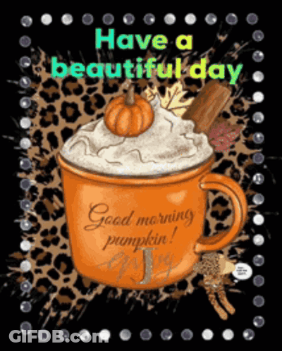 Pumpkin Spice Cup With Whipped Cream Saying Pumpkin Spice And Everything Nice GIF