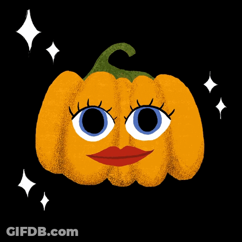 Pumpkin With Red Lips And Closed Eyes GIF