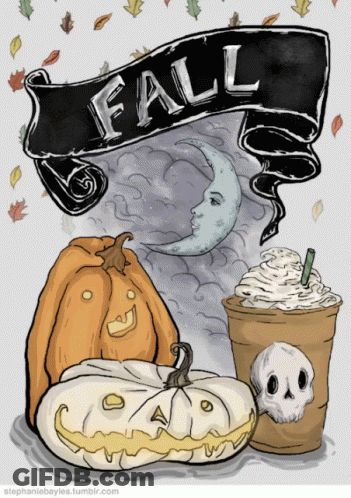 Pumpkins And Coffee With Fall Banner GIF