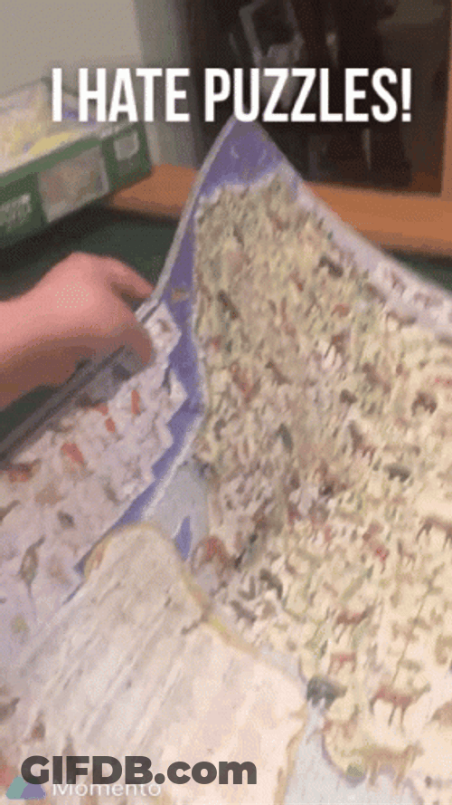 Punching Assembled Jigsaw Puzzle GIF