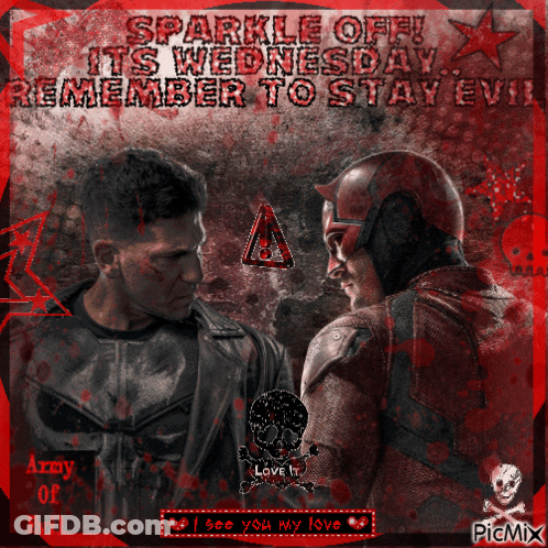 Punisher And Daredevil Looking At Each Other GIF