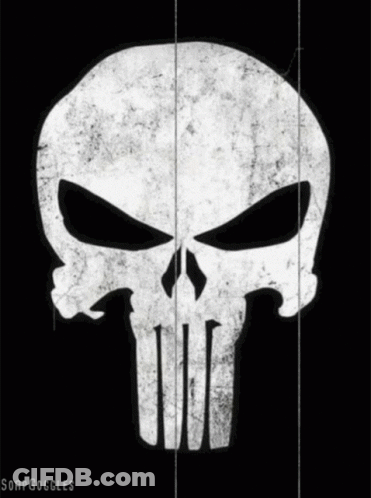 Punisher Skull On Black Background GIF