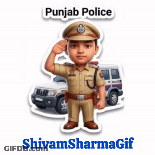 Punjab Police Officer Saluting In Front Of Police Car GIF