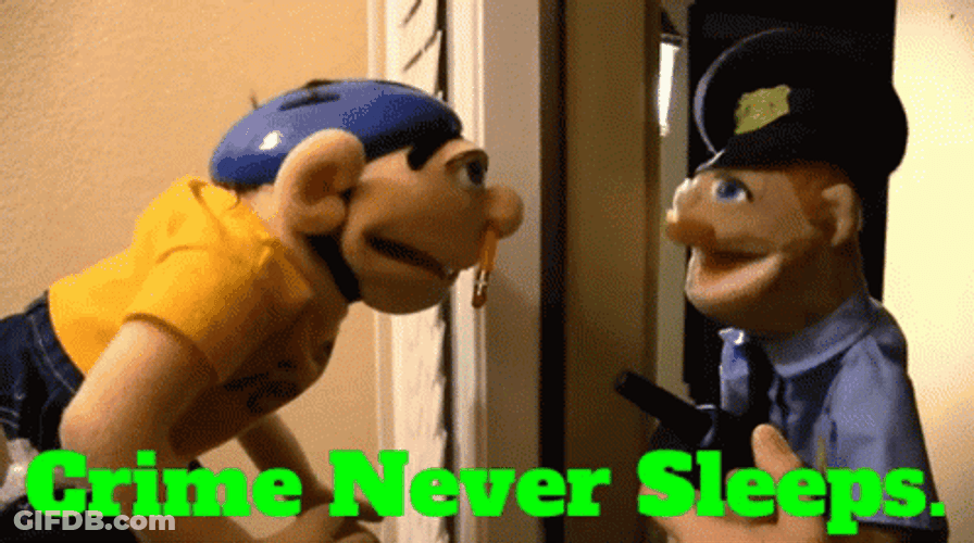 Puppet Cop Crime Never Sleeps GIF