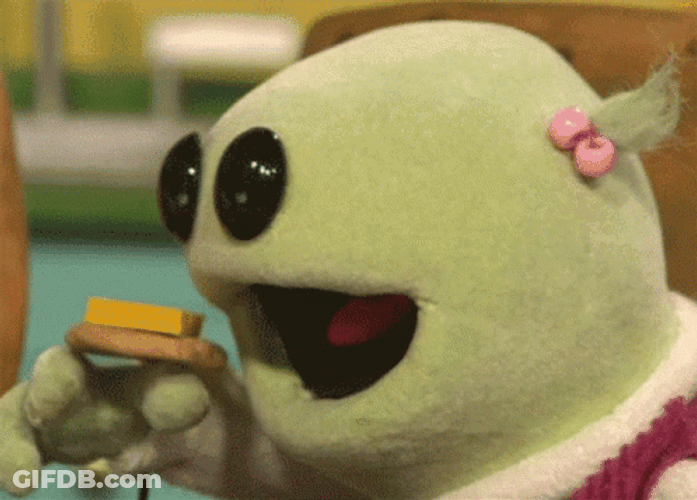 Puppet Eating Crackers GIF