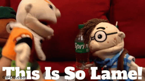 Puppet Holding Sprite Next To Puppet Saying This Is So Lame GIF