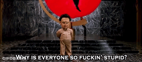 Puppet In Front Of Red Globe Saying Why Is Everyone So Fuckin Stupid GIF