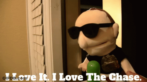 Puppet In Sunglasses Saying I Love It I Love The Chase GIF