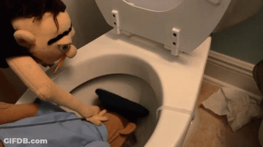 Puppet Masters Toilet Violence GIF