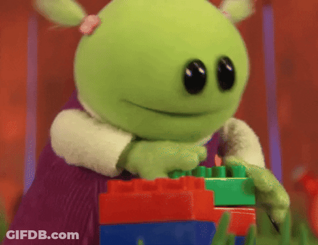 Puppet Playing Lego GIF