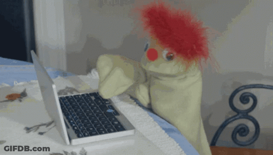 Puppet's Frustration In Laptop GIF