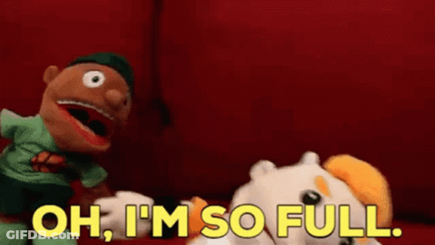 Puppet Says Oh I'm So Full GIF