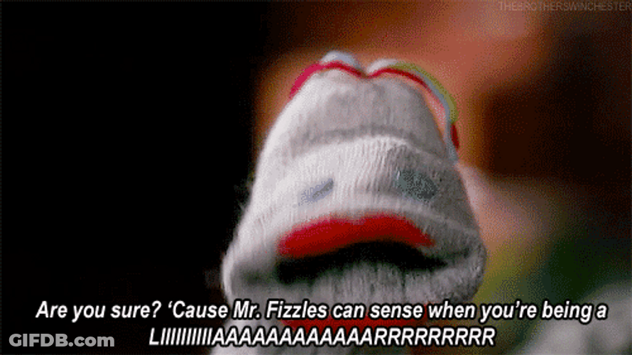 Puppet Socks Saying Liar GIF