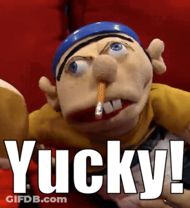 Puppet With Cigarette And Yucky GIF