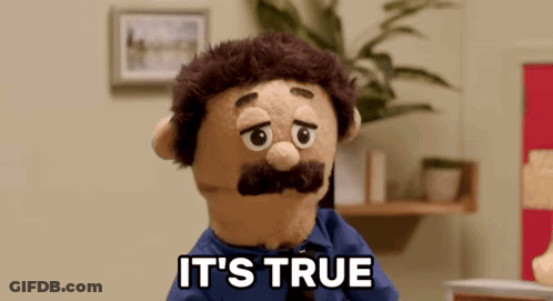 Puppet With Mustache Says It's True GIF