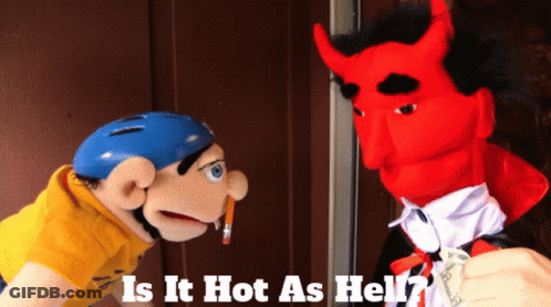 Puppet With Pencil Asking Is It Hot As Hell GIF
