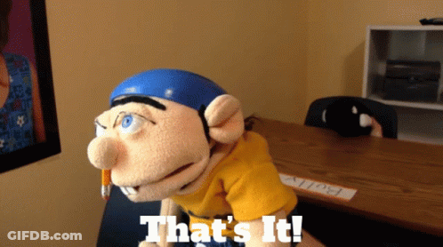 Puppet With Pencil In Mouth Saying That's It GIF