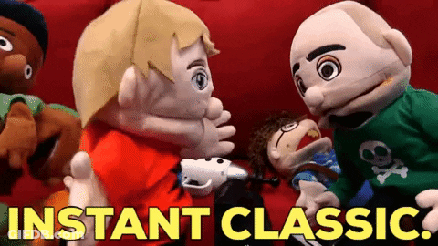 Puppets On Red Couch Instant Classic GIF
