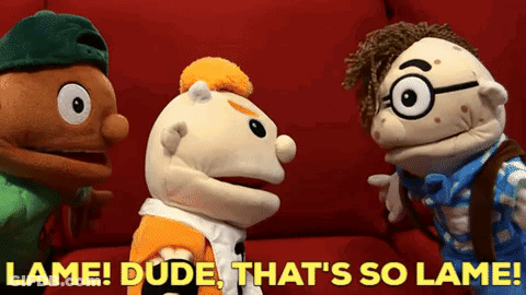 Puppets On Red Couch Saying Lame Dude That's So Lame GIF