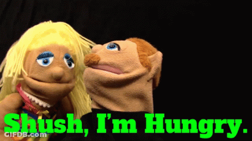 Puppets Saying Shush I'm Hungry GIF