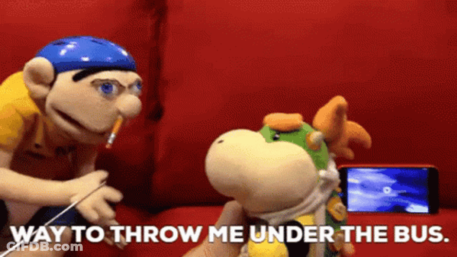 Puppets Way To Throw Me Under The Bus GIF