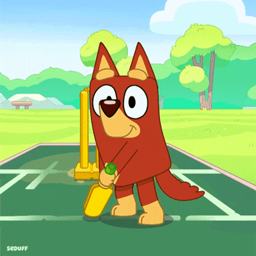 Puppy Getting Ready As Batsman In Cricket GIF