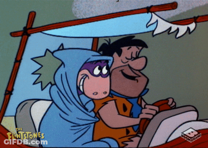 Puppy Lick The Face Of  Flintstone Car GIF