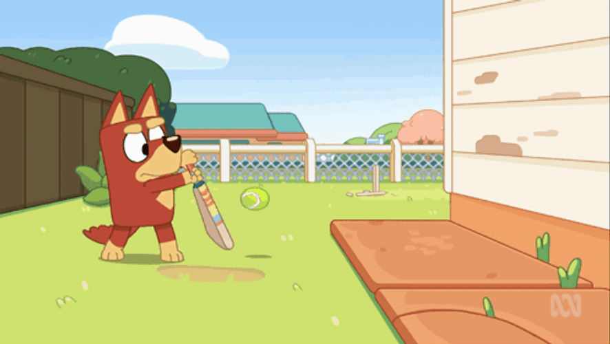 Puppy Practices Playing Cricket GIF