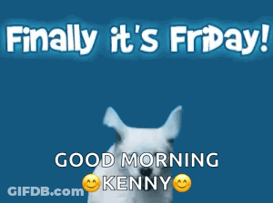 Puppy Saying Finally It's Friday On Blue Background GIF