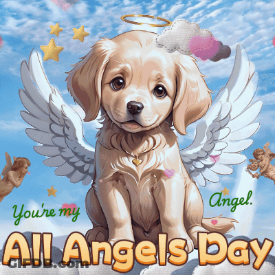 Puppy With Angel Wings Saying You're My Angel GIF