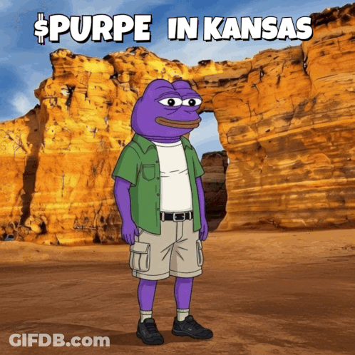 Purpe In Kansas Standing In Front Of Rock Formation GIF