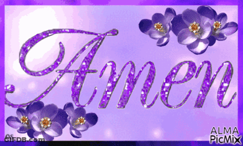 Purple Amen Sign With Flowers GIF