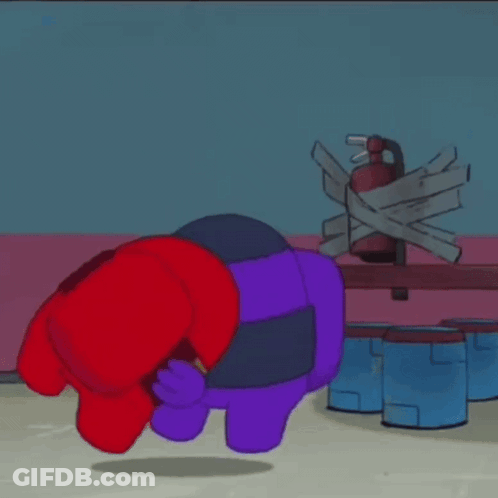 Purple Among Us Character Next To Red One GIF