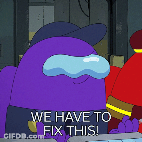 Purple Among Us Character Saying We Have To Fix This GIF