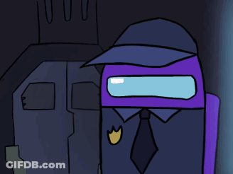 Purple Among Us Character With Hat And Tie GIF