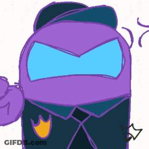 Purple Among Us Character With Hat And Tie GIF